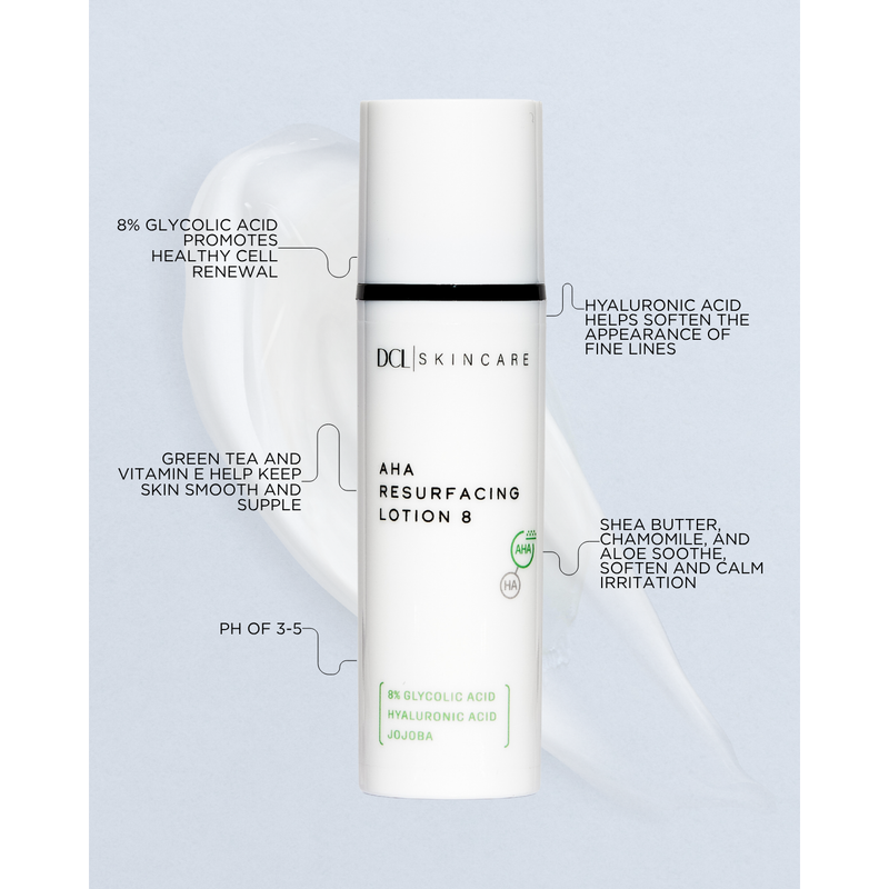DCL Skincare AHA Resurfacing Lotion 8 Bottle Light Gray