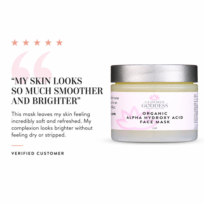 Glimmer Goddess® Organic Skin Care Organic AHA Face Mask – Renewing Treatment for Exfoliation & Glow Masks & Peels White Smoke