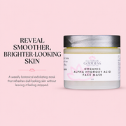 Glimmer Goddess® Organic Skin Care Organic AHA Face Mask – Renewing Treatment for Exfoliation & Glow Masks & Peels Misty Rose