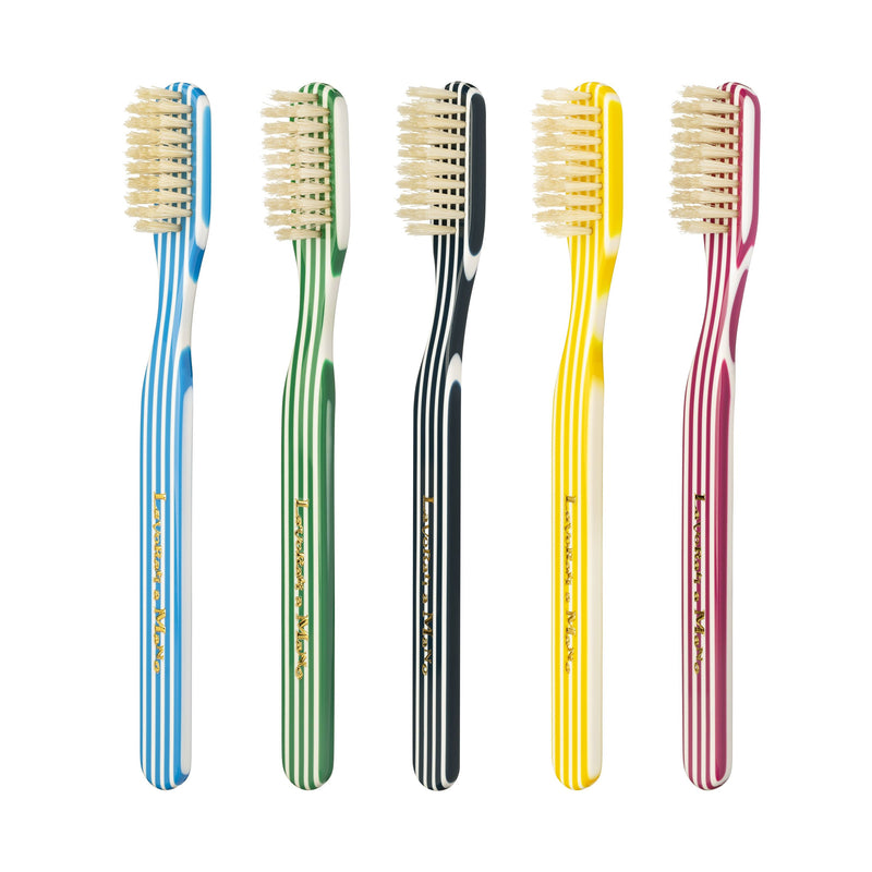 KOH-I-NOOR Beauty USA Capri Medium Natural Bristles Toothbrush by Lavorati a Mano Toothbrush White Smoke Green,Yellow,Navy,Burgundy red,Blue
