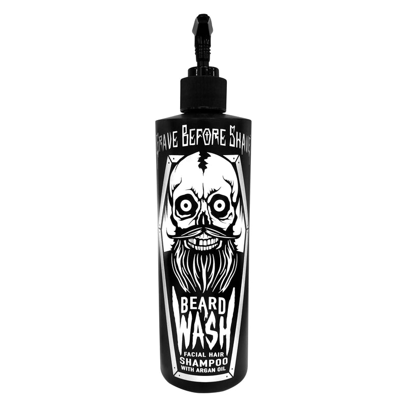 Grave Before Shave GRAVE BEFORE SHAVE™  BEARD WASH SHAMPOO 16oz. Pump-top Soap/shampoo Light Gray