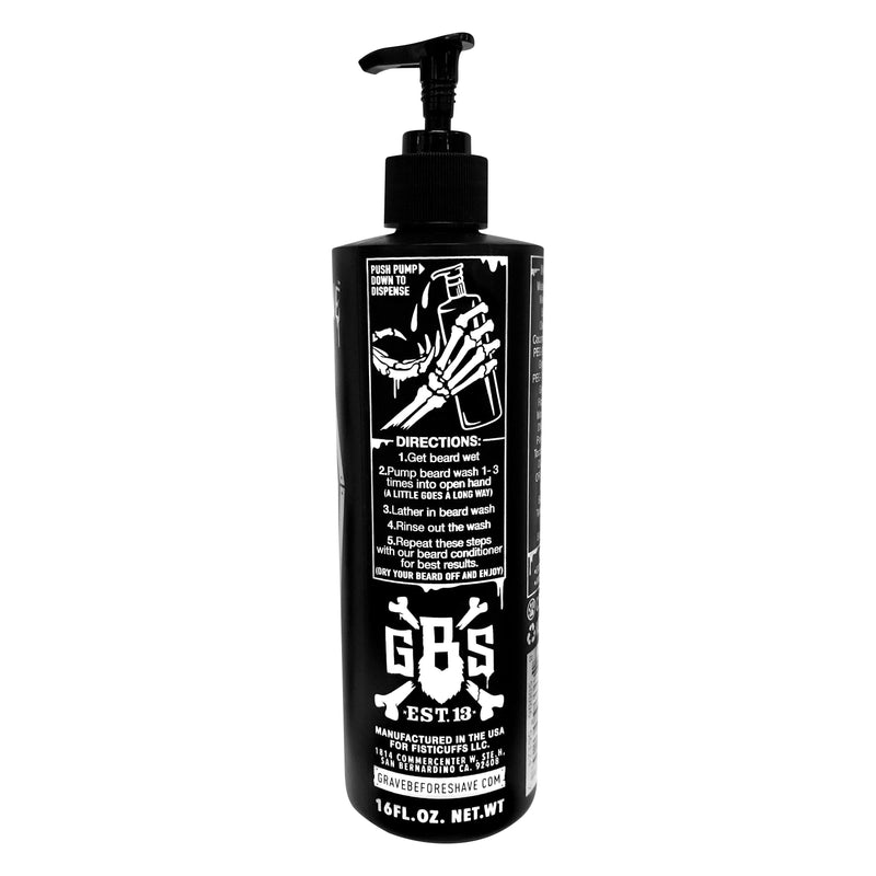 Grave Before Shave GRAVE BEFORE SHAVE™  BEARD WASH SHAMPOO 16oz. Pump-top Soap/shampoo Light Gray