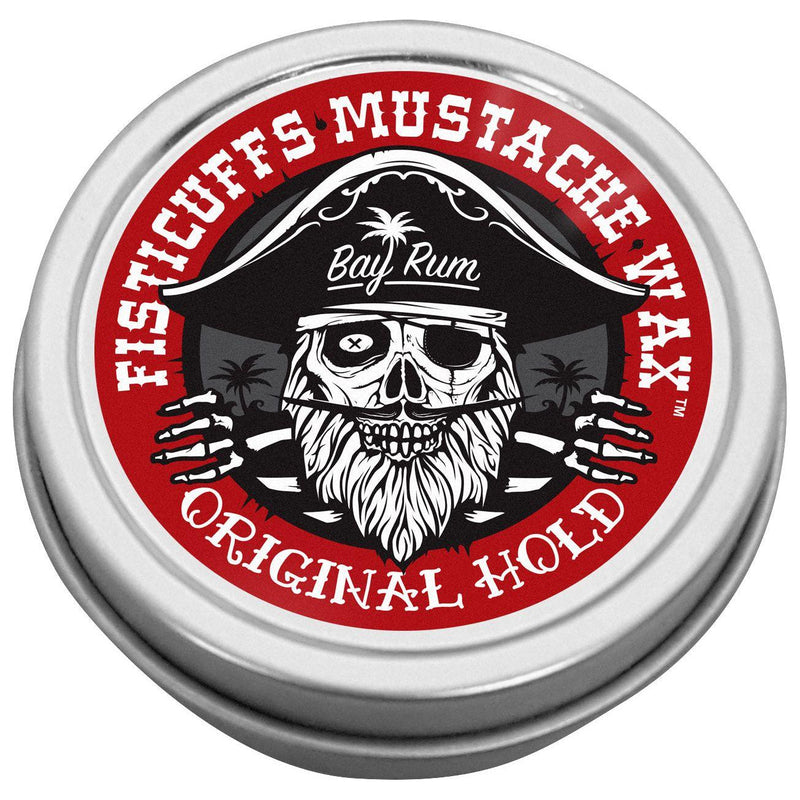 Grave Before Shave Bay Rum Scent Fisticuffs Mustache Wax "Original hold" Mustache Wax Black 1 ounce round tin