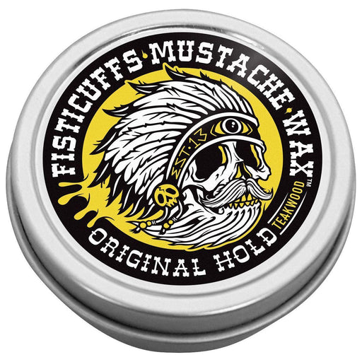 Grave Before Shave Teakwood Scent Fisticuffs Mustache Wax "Original hold" Mustache Wax Black 1 ounce round tin