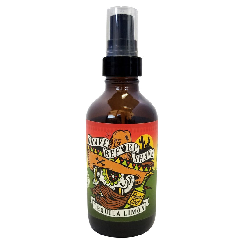 Grave Before Shave 4oz. BIG BOTTLE OF GRAVE BEFORE SHAVE™  BEARD OIL Beard Oil Dark Salmon Tequila Limon Blend (Tequila/Limon Scent)