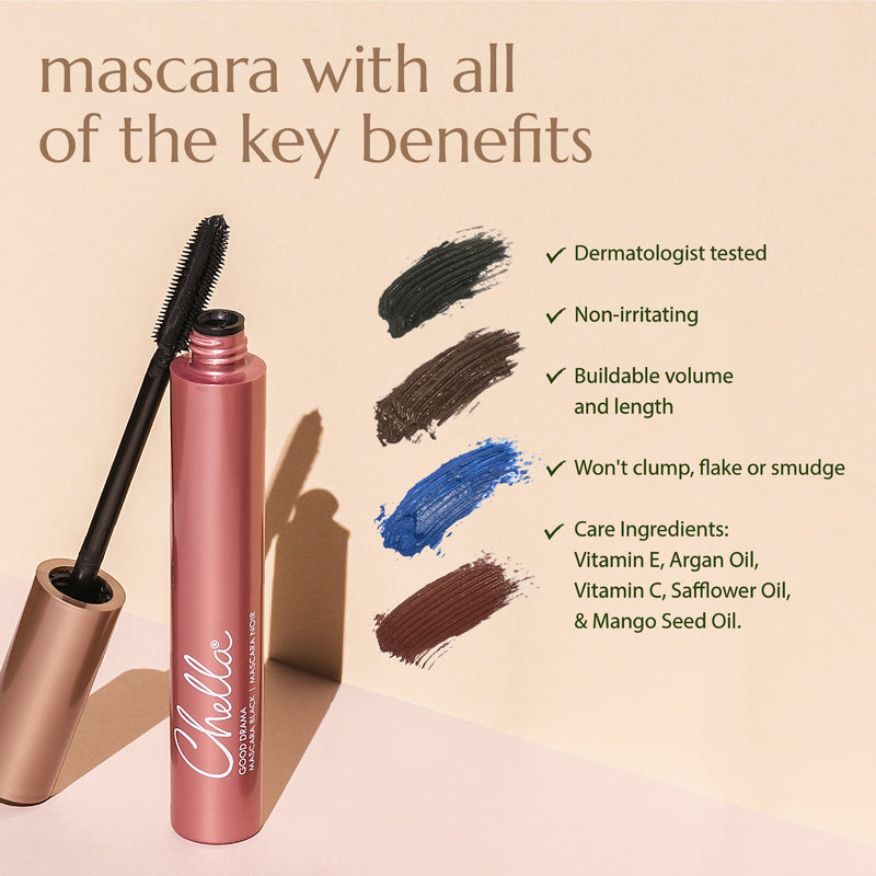 Chella good drama mascara Bisque Black,Brown,Blue,Burgundy
