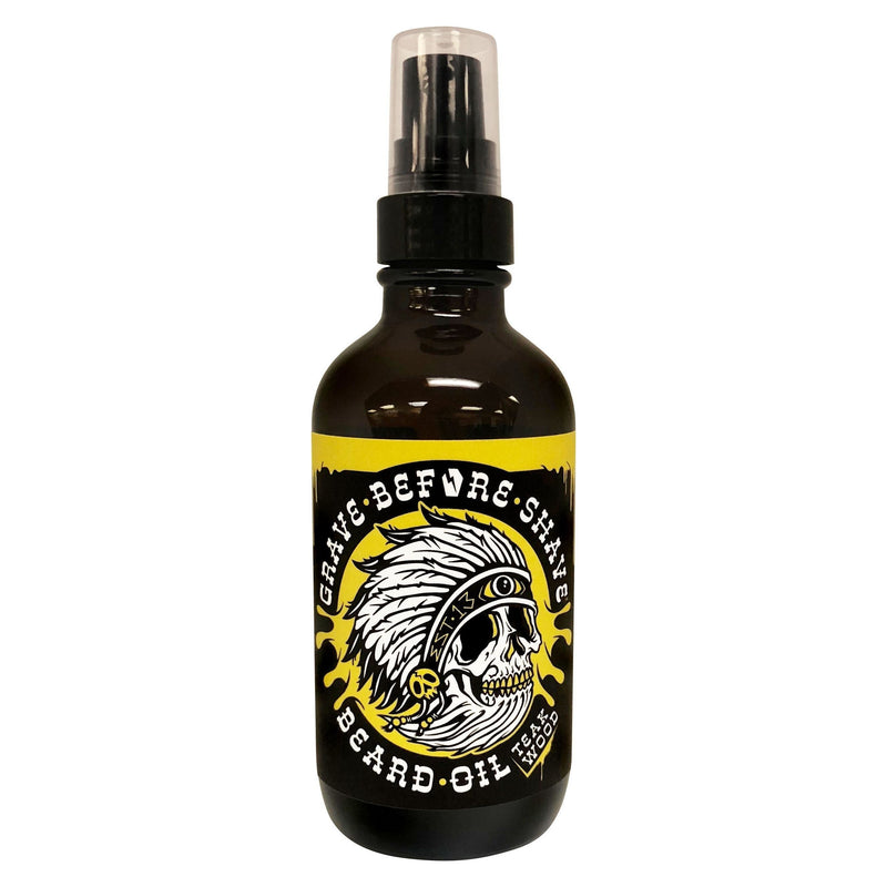 Grave Before Shave 4oz. BIG BOTTLE OF GRAVE BEFORE SHAVE™  BEARD OIL Beard Oil Black TEAKWOOD BLEND (refreshing aroma of amber and wood that are complimented with bergamot, cardamom, jasmine, and lily of the valley)