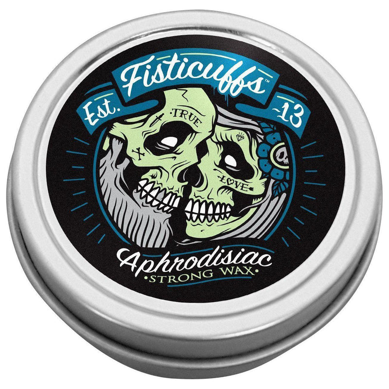 Grave Before Shave Fisticuffs™ Aphrodisiac Blend Strong Hold Mustache Wax 1 OZ. Tin Mustache Wax Light Gray