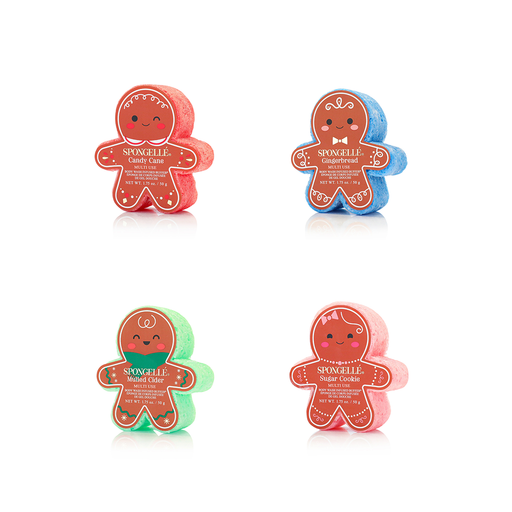 Spongellé Holiday Gingerbread Multi-Use Assorted Pack Body Wash Infused Buffer White Smoke