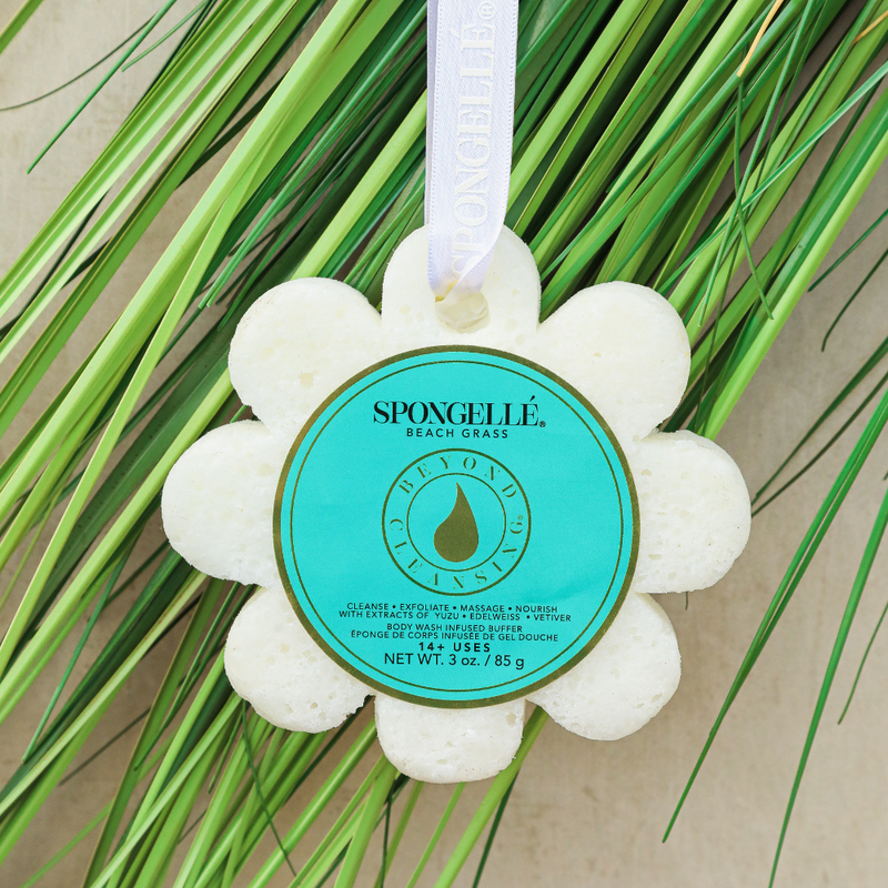Spongellé Beach Grass | Wild Flower Soap Sponge Body Wash Infused Buffer Antique White