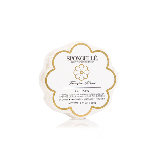 Spongellé Freesia Pear | Daisy Spongette Body Wash Infused Buffer White Smoke