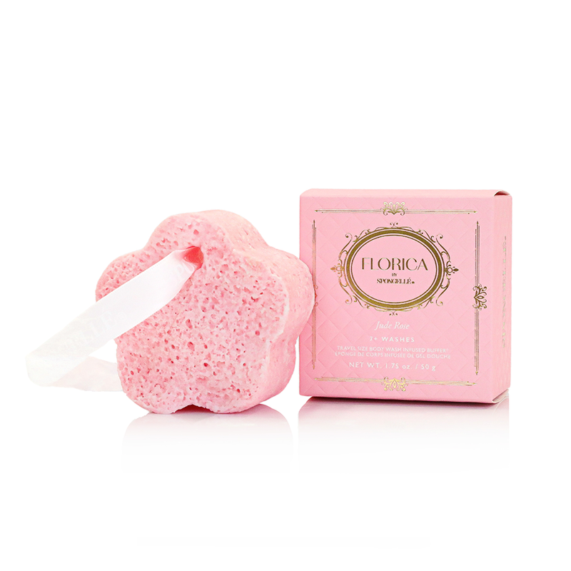 Spongellé Jude Rose Spongette | Florica Body Wash Infused Buffer Pink
