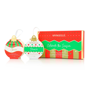 Spongellé Celebrate the Season | Holiday Ornament Gift Set Body Wash Infused Buffer White Smoke