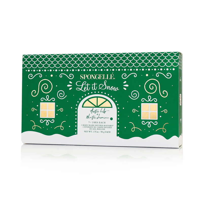 Spongellé Let It Snow | Holiday Snowman Gift Set Body Wash Infused Buffer Forest Green