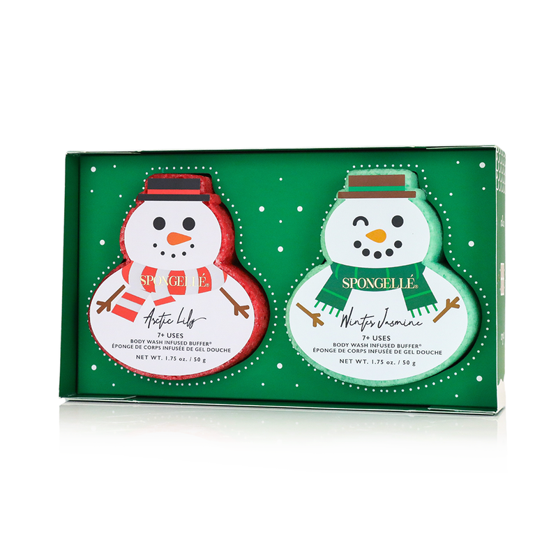 Spongellé Let It Snow | Holiday Snowman Gift Set Body Wash Infused Buffer Light Gray