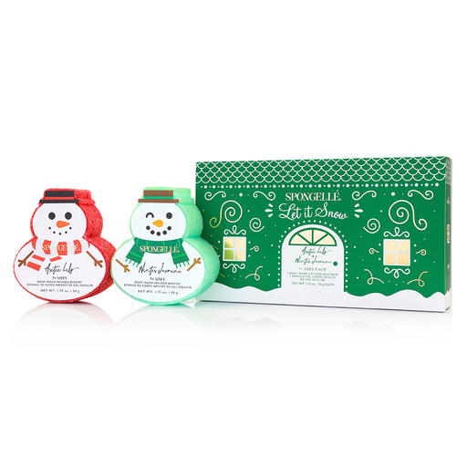 Spongellé Let It Snow | Holiday Snowman Gift Set Body Wash Infused Buffer White Smoke