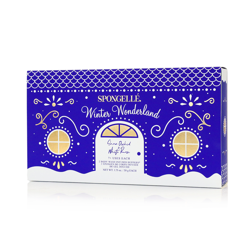 Spongellé Winter Wonderland | Holiday Snowman Gift Set Body Wash Infused Buffer Dark Slate Blue