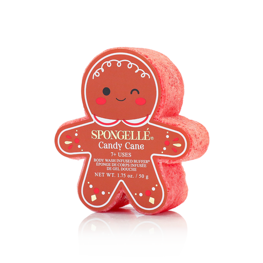 Spongellé Candy Cane | Holiday Gingerbread Body Wash Infused Buffer White Smoke