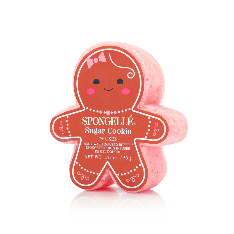Spongellé Everything Nice | Holiday Gingerbread Gift Set Body Wash Infused Buffer White Smoke