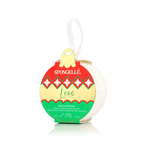 Spongellé Love - Persimmon | Holiday Ornament Body Wash Infused Buffer White Smoke