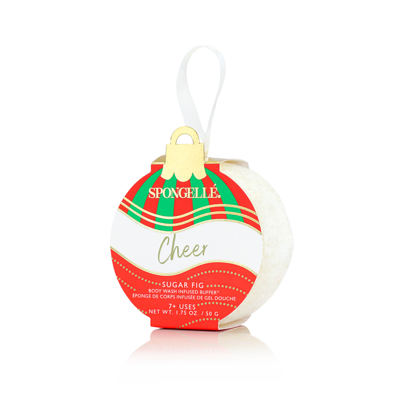 Spongellé Celebrate the Season | Holiday Ornament Gift Set Body Wash Infused Buffer White Smoke