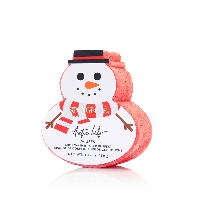 Spongellé Let It Snow | Holiday Snowman Gift Set Body Wash Infused Buffer Maroon