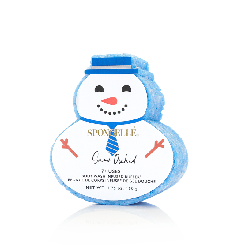 Spongellé Winter Wonderland | Holiday Snowman Gift Set Body Wash Infused Buffer Steel Blue