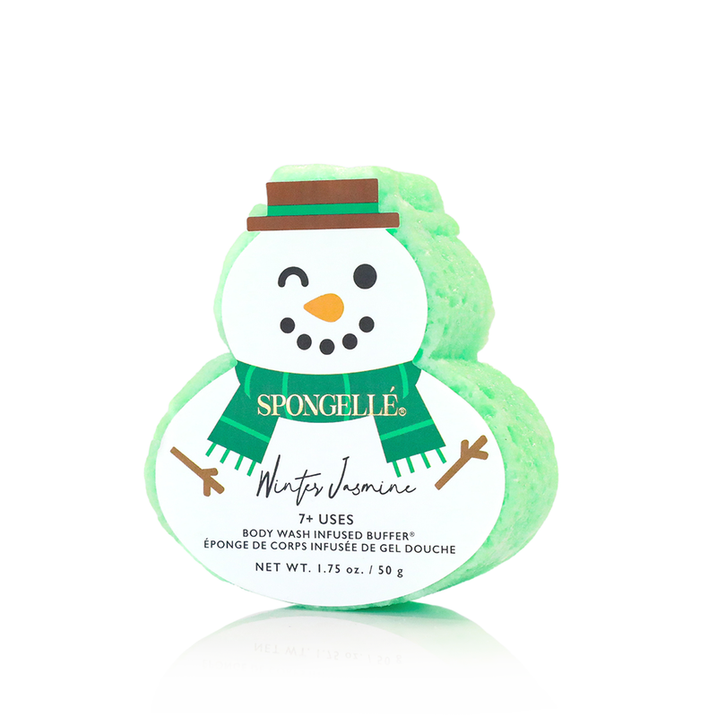 Spongellé Let It Snow | Holiday Snowman Gift Set Body Wash Infused Buffer Sea Green