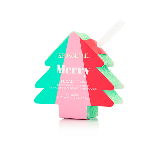 Spongellé Merry - Eucalyptus | Holiday Tree Body Wash Infused Buffer White Smoke