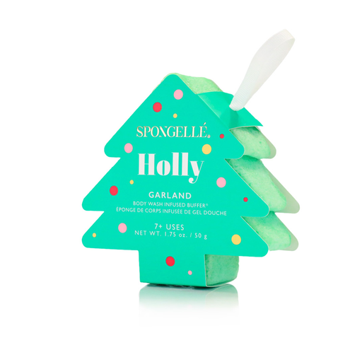 Spongellé Holly - Garland | Holiday Tree Body Wash Infused Buffer White Smoke