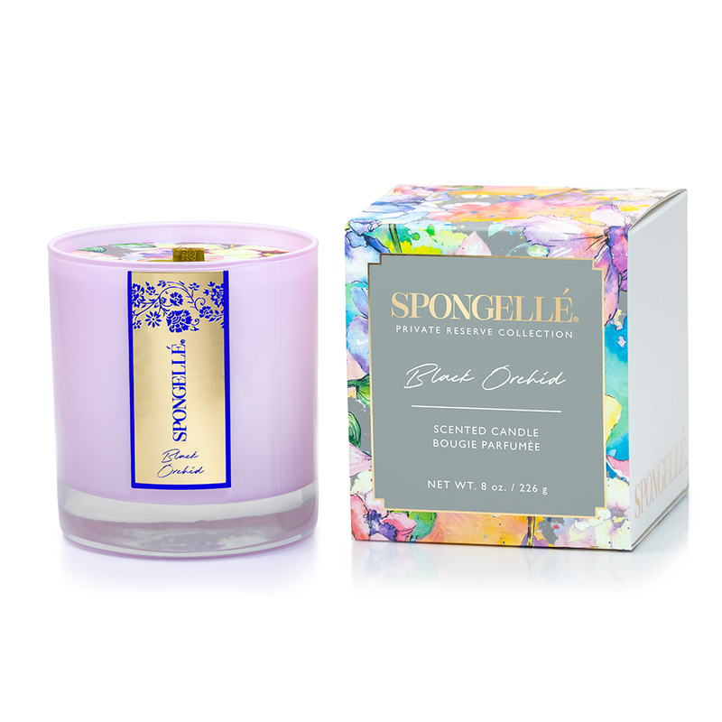 Spongellé Black Orchid | Private Reserve Candle Home Fragrance Dark Gray