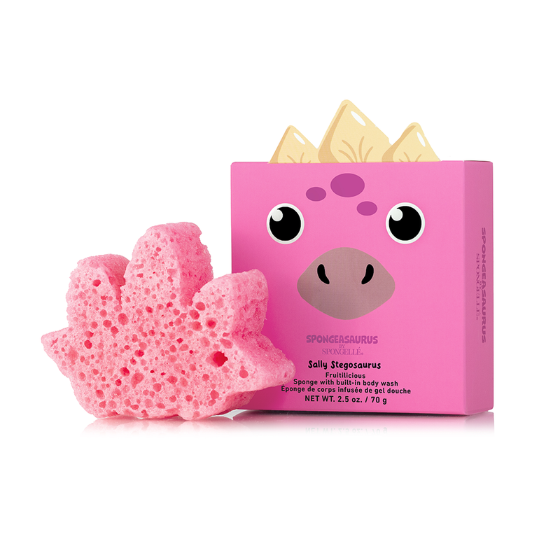 Spongellé Sally Stegosaurus | Spongeasaurus Dinosaur Buffer Body Wash Infused Buffer White Smoke