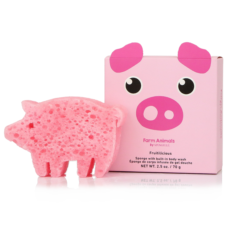 Spongellé Peggy Pig | Farm Animals Body Wash Infused Buffer White Smoke