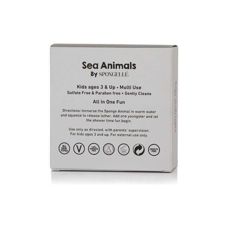 Spongellé Sammy Shark | Sea Animals Body Wash Infused Buffer Gray