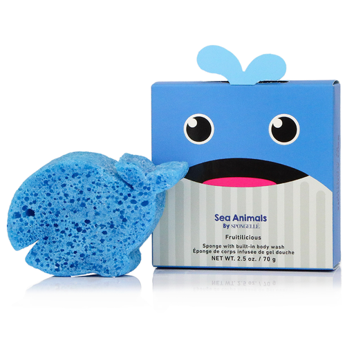 Spongellé Walter Whale | Sea Animals Body Wash Infused Buffer White Smoke