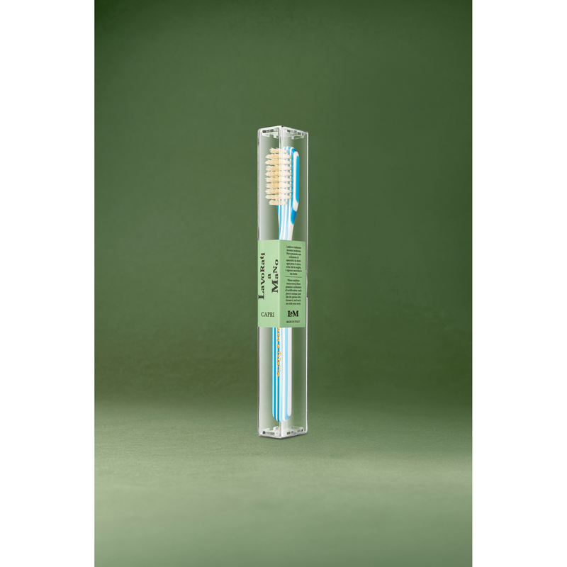 KOH-I-NOOR Beauty USA Capri Medium Natural Bristles Toothbrush by Lavorati a Mano Toothbrush Dark Olive Green Green,Yellow,Navy,Burgundy red,Blue
