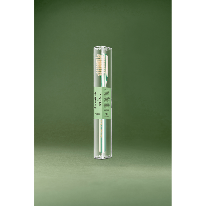KOH-I-NOOR Beauty USA Capri Medium Natural Bristles Toothbrush by Lavorati a Mano Toothbrush Dark Olive Green Green,Yellow,Navy,Burgundy red,Blue
