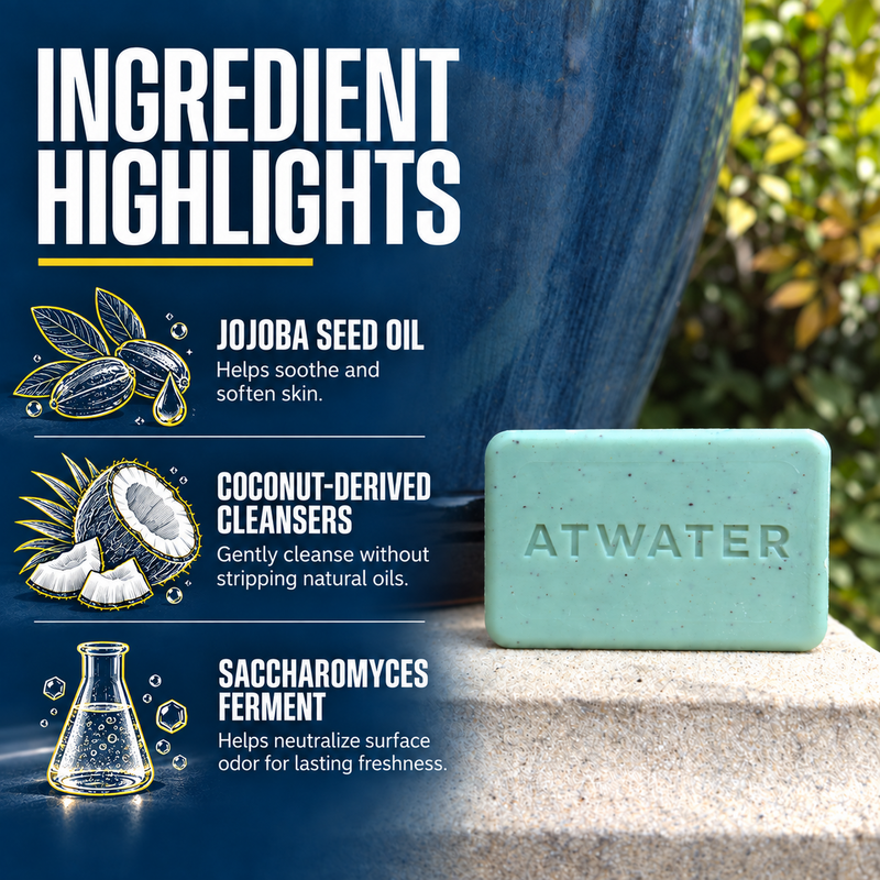 ATWATER Clean Impact Body Scrub and Cleansing Bar Bar Soap Midnight Blue