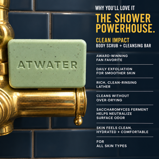 ATWATER Clean Impact Body Scrub and Cleansing Bar Bar Soap Black