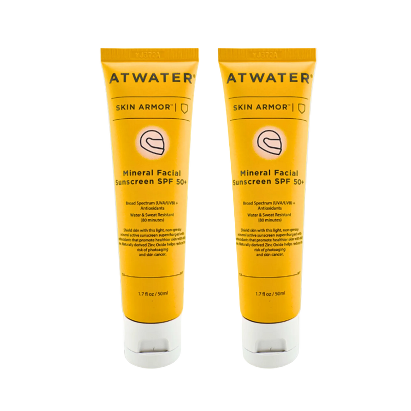 ATWATER Skin Armor Mineral Facial Sunscreen SPF50+ Sunscreen Black Two Pack - SAVE 20%