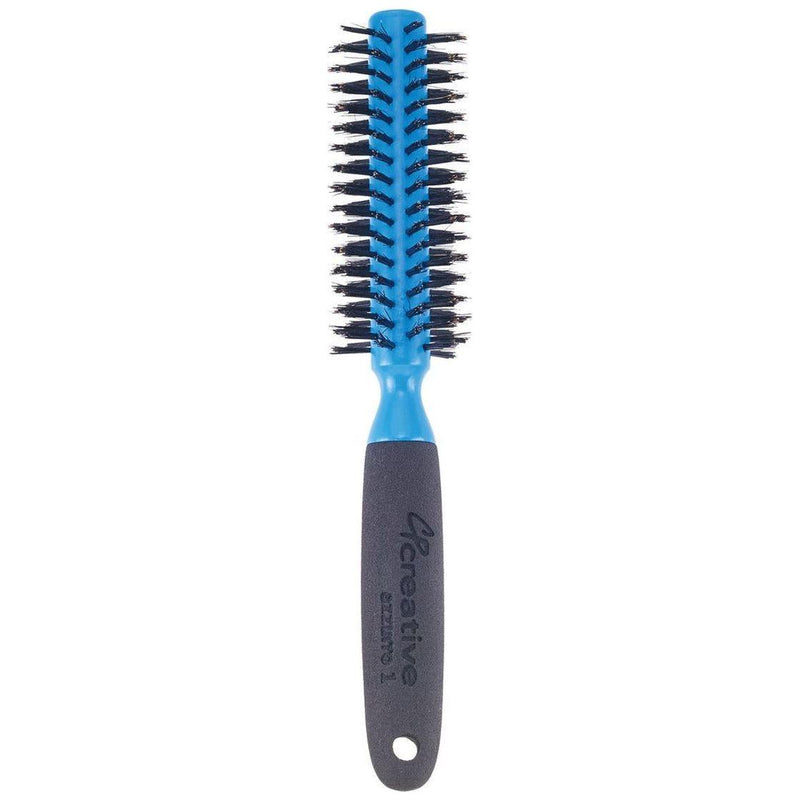 Creative Pro Hair Tools Azzurro Wood  Barrel Round Boar Bristle Hair Brush Hair Brush White Smoke Small (1.75")