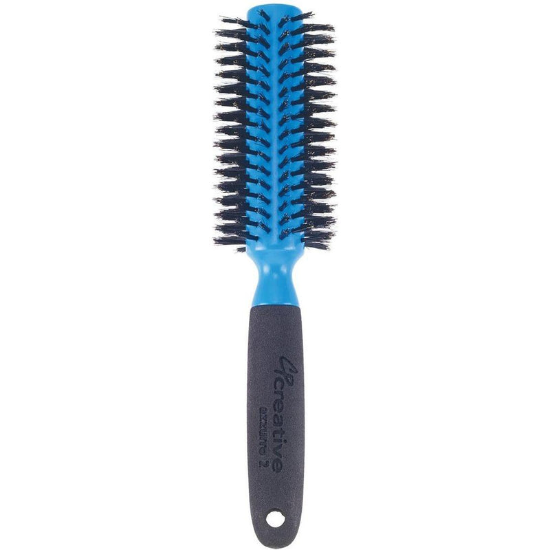 Creative Pro Hair Tools Azzurro Wood  Barrel Round Boar Bristle Hair Brush Hair Brush White Smoke Medium (2.125")