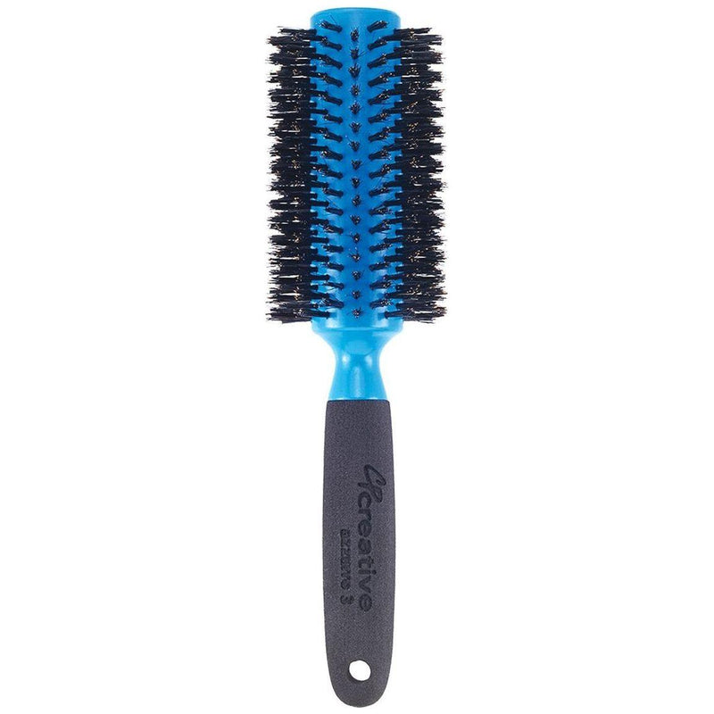 Creative Pro Hair Tools Azzurro Wood  Barrel Round Boar Bristle Hair Brush Hair Brush White Smoke Medium XL with longer softer bristle (3.0")