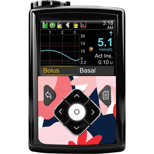 Peelz Abstract Flower Sticker for Medtronic MiniMed 770G & 780G Peelz/Stickers Black Whole System Peelz (front back + clip),Front Peelz