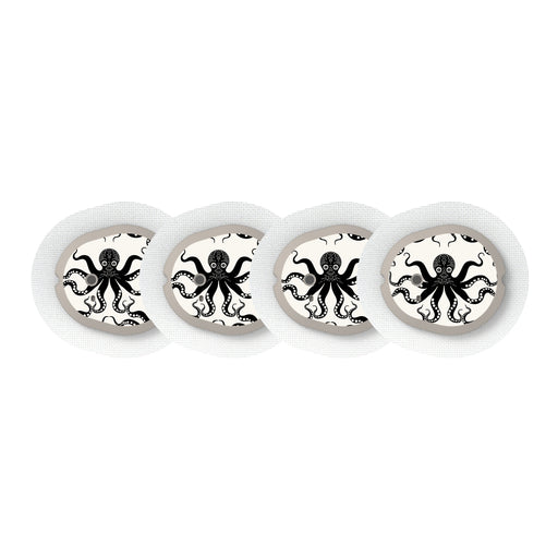Peelz Abstract Octopus Designed for the DEXCOM G7 and Stelo Transmitter Peelz/Stickers White Smoke 4-pack (Set of 4 Stickers)
