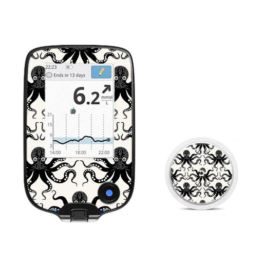 Peelz Abstract Octopus Freestyle Libre 2 Peelz/Stickers White Smoke Receiver + Sensor,Sensor Only