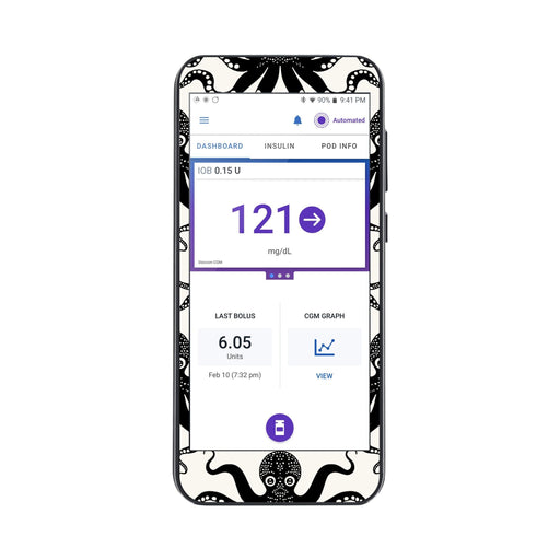 Peelz Abstract Octopus Sticker for Omnipod® 5 Controller – Pump Peelz Peelz/Stickers White Smoke