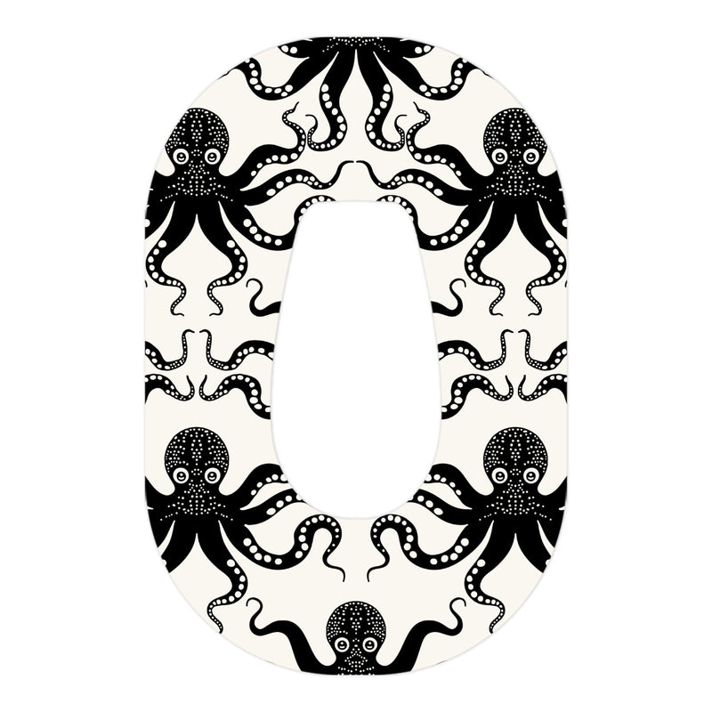 Peelz Abstract Octopus Dexcom G6 Patch Tape - Pump Peelz Patch Medical Tape White Smoke 12-Pack (Set of 12 Patches),4-Pack (Set of 4 Patches),1-Single (One Patch)