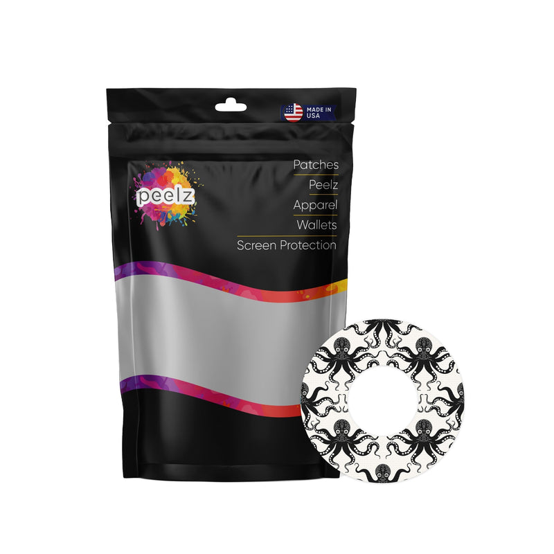 Peelz Abstract Octopus Freestyle Libre 2 Patch Tape - Pump Peelz Patch Medical Tape White Smoke 12-Pack Libre 2 (Set of 12 Patches),4-Pack Libre 2 (Set of 4 Patches)