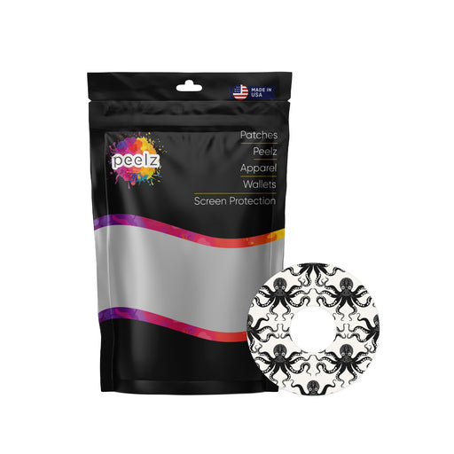 Peelz Abstract Octopus FreeStyle Libre 3 Plus & Lingo  Patch Tape - Pump Peelz Patch Medical Tape White Smoke 12-Pack (Set of 12 Patches),4-Pack (Set of 4 Patches)
